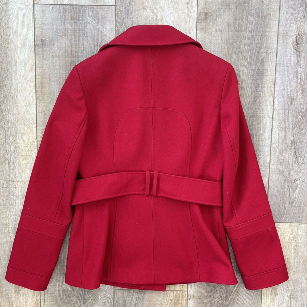 Victoria’s Secret Womens Red Pea Coat Size 12 Wool Blend Double Breasted Classic - Picture 11 of 15